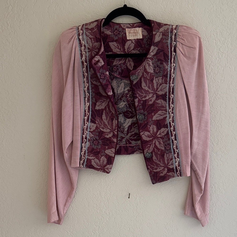Vintage Floral Pink and Burgundy Jacket